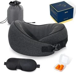MLVOC Travel Pillow 100% Pure Memory Foam Neck Pillow, Comfortable & Breathable Cover, Machine Washable, Airplane Travel Kit With 3D Contoured Eye Masks, Earplugs, And Luxury Bag, Standard (Black) 19 MLVOC Travel Pillow 100% Pure Memory Foam Neck Pillow, Comfortable & Breathable Cover, Machine Washable, Airplane Travel Kit With 3D Contoured Eye Masks, Earplugs, And Luxury Bag, Standard (Black) -Amazon Shop 51VRezLfSaL. AC