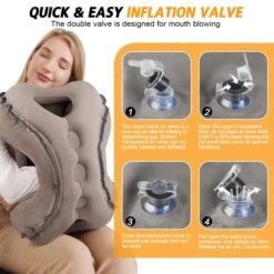 Inflatable Travel Pillow,Multifunction Travel Neck Pillow For Airplane To Avoid Neck And Shoulder Pain,Support Head,Neck,Used For Sleeping Rest, Airplane And Home Use,with Eye Mask, Earplugs,Gray 12 Inflatable Travel Pillow,Multifunction Travel Neck Pillow For Airplane To Avoid Neck And Shoulder Pain,Support Head,Neck,Used For Sleeping Rest, Airplane And Home Use,with Eye Mask, Earplugs,Gray -Amazon Shop 51VgUy5lKjL