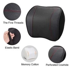 Awave Bloom Car Headrest,Car Seat Neck Rest Pillow,Comfort Headrest Cushion For Chair,100% Memory Foam Cervical Support,Leather Headrest For Driving,Relieve Neck Pain,Neck Supports For Car(Black) -Amazon Shop 51XEcX1CTdL