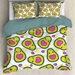Ottoy Valentine Kawaii Avocado Lightweight Comfortable 3 Pieces Duvet Cover Luxury Soft Bedding Quilt Set With Pillow Shams Full/Queen Size(No Comforter) 104"X90" -Amazon Shop 51Xvf4VVVL. AC
