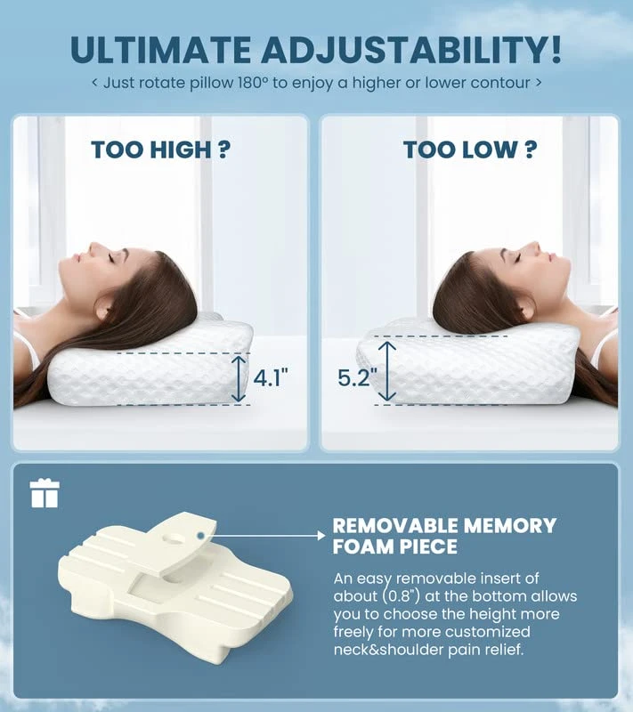 Adjustable Cervical Pillow Naturally Restore Neck Health, Hollow Memory Foam Pillows For Pain Relief Sleeping, Odorless Orthopedic Contour Pillow, Bed Pillow Support Side Back Stomach Sleepers 4 Adjustable Cervical Pillow Naturally Restore Neck Health, Hollow Memory Foam Pillows For Pain Relief Sleeping, Odorless Orthopedic Contour Pillow, Bed Pillow Support Side Back Stomach Sleepers - Image 4