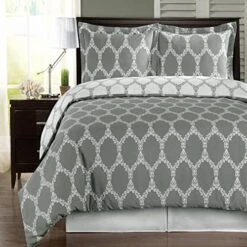 Gray And White Brooksfield 6-Piece Twin Bed-in-a-Bag 100% Cotton 300 Thread Count