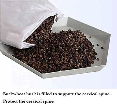 Gneric Organic Buckwheat Round Neck Roll /Cervical Pillow With Super Soft Bamboo Pillowcase Pillows With Removable Washable (Dark Gray 50*13cm) 4 Gneric Organic Buckwheat Round Neck Roll /Cervical Pillow With Super Soft Bamboo Pillowcase Pillows With Removable Washable (Dark Gray 50*13cm) - Image 4