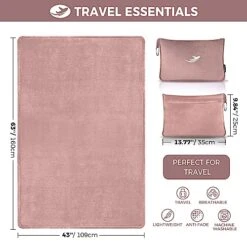 NOWWISH Travel Blanket Pillow - Travel Essentials Gifts For Women On Airplane, Camping, Car - Premium Soft 2 In 1 Airplane Blanket, Pink