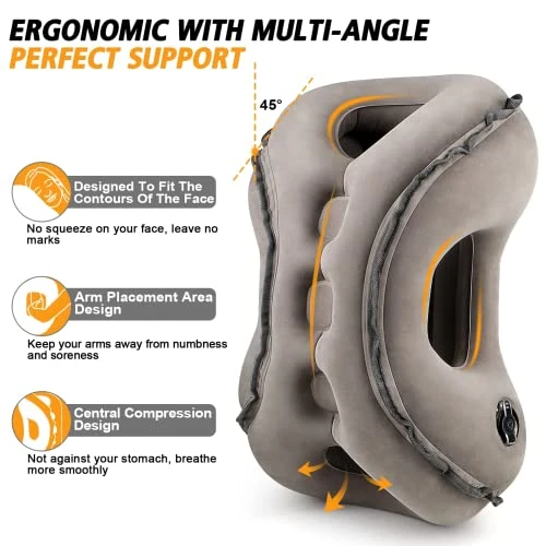 Inflatable Travel Pillow,Multifunction Travel Neck Pillow For Airplane To Avoid Neck And Shoulder Pain,Support Head,Neck,Used For Sleeping Rest, Airplane And Home Use,with Eye Mask, Earplugs,Gray 2 Inflatable Travel Pillow,Multifunction Travel Neck Pillow For Airplane To Avoid Neck And Shoulder Pain,Support Head,Neck,Used For Sleeping Rest, Airplane And Home Use,with Eye Mask, Earplugs,Gray - Image 2