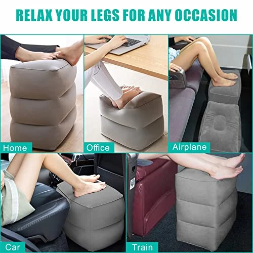 ILEISURELY Inflatable Travel Pillows For Airplanes - Adjustable Three Layers Height Foot Rest For Travel (Grey) 4 ILEISURELY Inflatable Travel Pillows For Airplanes - Adjustable Three Layers Height Foot Rest For Travel (Grey) - Image 4