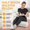AllSett Health Large Half Moon Bolster Pillow For Legs, Knees, Lower Back And Head, Lumbar Support Pillow For Bed, Sleeping | Semi Roll For Ankle And Foot Comfort - Machine Washable Cover, White