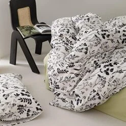Home Duvet Cover Set Zipper Closure Vintage Print Quilt Cover Set White King Green Tropical Leaves Pattern Reversible Cotton Luxury Bedding Collection -Amazon Shop 51aCwmiYEEL. AC