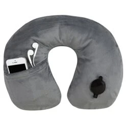 Travelon Deluxe Pillow, Gray, ﻿INFLATED 15 X 5 X 4 DEFLATED 17.25 X 5.25