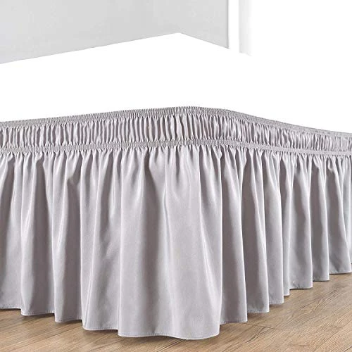 Wrap Around Ruffled Bed Skirts Easy Fit Elastic Long Fall Dust 28 Inch Deep 100% Egyptian Cotton 600 Thread Count (Silver,Three Quarter 48x75) 1 Wrap Around Ruffled Bed Skirts Easy Fit Elastic Long Fall Dust 28 Inch Deep 100% Egyptian Cotton 600 Thread Count (Silver,Three Quarter 48x75)