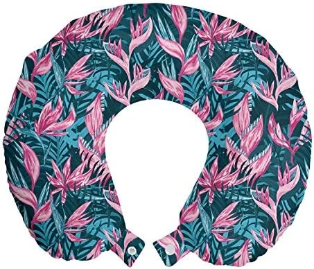 Nautical Travel Pillow Neck Rest, Vintage Marine Style Pattern With Whale Shark Jellyfish Seahorse, Memory Foam Traveling Accessory For Airplane And Car, 12", Sky Blue 4 Nautical Travel Pillow Neck Rest, Vintage Marine Style Pattern With Whale Shark Jellyfish Seahorse, Memory Foam Traveling Accessory For Airplane And Car, 12", Sky Blue - Image 4