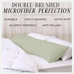 Italian Luxury Body Pillow Cover - Soft 21" X 60" Microfiber Long Pillow Case W/ No Zipper - Fits 20" ﻿x 54" Pillow, Machine Washable, Gray