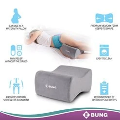 Knee Pillow & Leg Pillow For Hip, Back, Leg, Knee Pain Relief - Ideal For Side Sleepers, Pregnancy And Right Spine Alignment Â€“Memory Foam Wedge Contour With Washable Cover