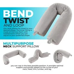 TwinsComfort Twist Memory Foam Neck Pillow - Support For Head, Chin, Lumbar & Leg - Travel Pillow For Airplane, Bus & Long Car Trips - Soft & Smooth Velvet Material - Bendable & Adjustable 8 TwinsComfort Twist Memory Foam Neck Pillow - Support For Head, Chin, Lumbar & Leg - Travel Pillow For Airplane, Bus & Long Car Trips - Soft & Smooth Velvet Material - Bendable & Adjustable -Amazon Shop 51cDrHBeiPL