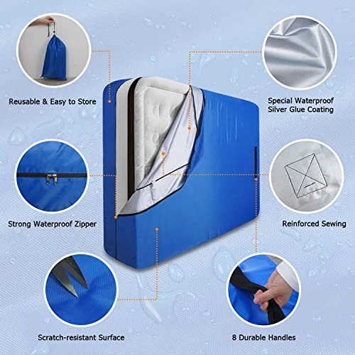 Marine Moon King Mattress Bag For Moving And Storage, Waterproof Mattress Storage Bag With 8 Heavy Duty Handles, Reusable Mattress Moving Bag With Zipper, Tarp Mattress Cover For Moving, Moving Bags 3 Marine Moon King Mattress Bag For Moving And Storage, Waterproof Mattress Storage Bag With 8 Heavy Duty Handles, Reusable Mattress Moving Bag With Zipper, Tarp Mattress Cover For Moving, Moving Bags - Image 3