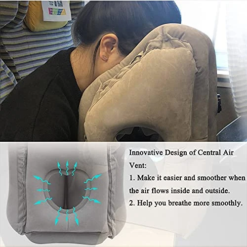 STTARLUK Inflatable Travel Pillow, Inflatable Airplane Pillow Comfortably Supports The Head, Neck And Chin, Inflatable Neck Pillow For Travel Pillow With Free Eye Mask/Earplugs (Grey) 3 STTARLUK Inflatable Travel Pillow, Inflatable Airplane Pillow Comfortably Supports The Head, Neck And Chin, Inflatable Neck Pillow For Travel Pillow With Free Eye Mask/Earplugs (Grey) - Image 3