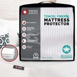 100% Waterproof Mattress Protector King Size - Tencel Mattress Cover | Naturally Cooling, Breathable & Noiseless | Soft Fitted Bed Sheet (Tencel, King 79"x80")