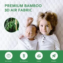 Twin Mattress Protector Waterproof Cooling Bamboo Twin Size Mattress Cover, 3D Air Smooth Soft Bamboo Mattress Protector, Breathable Noiseless Bed Mattress Pad, Fitted 8-14 Inch Deep Pocket
