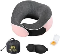 Travel Royale Neck Pillow Head, Chin, Neck 360° Support Pillow Adjustable 100% Pure Memory Foam Pillow For Airplanes, Car & Home, Ergonomic Design Full Neck Surround Bundle Eyecover & Earplugs (Navy) -Amazon Shop 51d5hYhIidL. AC
