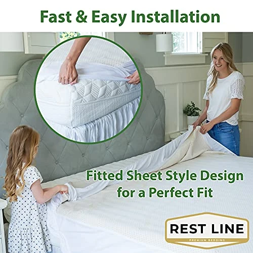 Est LINE 100% Cotton Organic Mattress Protector.Mattress Cover (Full/Double, 54x75in) Size, Organic Cotton Mattress Cover. 100% Water Proof Mattress Protector, Cooling Mattress Cover, Hypoallergenic 2 Est LINE 100% Cotton Organic Mattress Protector.Mattress Cover (Full/Double, 54x75in) Size, Organic Cotton Mattress Cover. 100% Water Proof Mattress Protector, Cooling Mattress Cover, Hypoallergenic - Image 2