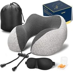 MLVOC Travel Pillow 100% Pure Memory Foam Neck Pillow, Comfortable & Breathable Cover, Machine Washable, Airplane Travel Kit With 3D Contoured Eye Masks, Earplugs, And Luxury Bag, Standard (Black) 18 MLVOC Travel Pillow 100% Pure Memory Foam Neck Pillow, Comfortable & Breathable Cover, Machine Washable, Airplane Travel Kit With 3D Contoured Eye Masks, Earplugs, And Luxury Bag, Standard (Black) -Amazon Shop 51e zfPyCaL. AC