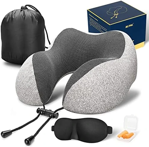 MLVOC Travel Pillow 100% Pure Memory Foam Neck Pillow, Comfortable & Breathable Cover, Machine Washable, Airplane Travel Kit With 3D Contoured Eye Masks, Earplugs, And Luxury Bag, Standard (Black) 9 MLVOC Travel Pillow 100% Pure Memory Foam Neck Pillow, Comfortable & Breathable Cover, Machine Washable, Airplane Travel Kit With 3D Contoured Eye Masks, Earplugs, And Luxury Bag, Standard (Black) - Image 9