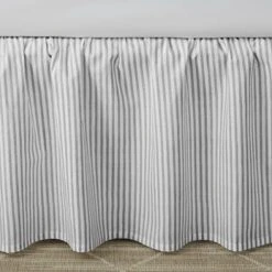 Laura Ashley Home - Cotton Ruffled Bedskirt, Lightweight & Classic Style (Ticking Stripe Grey, Queen) -Amazon Shop 51e78rxxS0L