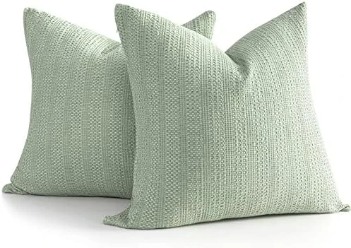 Cocoploceus 26x26 Pillow Covers Boho Euro Shams Set Of 2 Decorative Throw Pillow Covers Cotton Large Square Pillowcase For Couch Bed, Sage Green 6 Cocoploceus 26x26 Pillow Covers Boho Euro Shams Set Of 2 Decorative Throw Pillow Covers Cotton Large Square Pillowcase For Couch Bed, Sage Green - Image 6