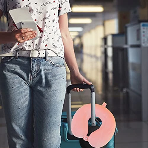 DUANY STORE Neck Pillow For Traveling, Upgraded Travel Neck Pillow For Airplane 100% Pure Memory Foam Travel Pillow For Flight Headrest Sleep, Portable Plane Accessories (Pink) 5 DUANY STORE Neck Pillow For Traveling, Upgraded Travel Neck Pillow For Airplane 100% Pure Memory Foam Travel Pillow For Flight Headrest Sleep, Portable Plane Accessories (Pink) - Image 5