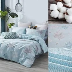 Coastal Beach Bedding Set 100% Cotton Duvet Cover Set Reversible Zipper Closure 3-Piece King/Cal King(No Comforter Included) -Amazon Shop 51eeNbeP2FL