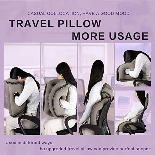 Kimiandy Inflatable Travel Pillow,Inflatable Neck Air Pillow For Sleeping To Avoid Neck And Shoulder Pain,Used For Airplanes/Cars/Buses/Trains/Office Napping (Dark Grey) 4 Kimiandy Inflatable Travel Pillow,Inflatable Neck Air Pillow For Sleeping To Avoid Neck And Shoulder Pain,Used For Airplanes/Cars/Buses/Trains/Office Napping (Dark Grey) - Image 4