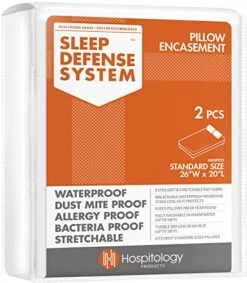 Illow Encasement- Zippered Bed Bug Dust Mite Proof Hypoallergenic - Sleep Defense System - Standard - Waterproof - Set Of 2 - 20" H X 26" W