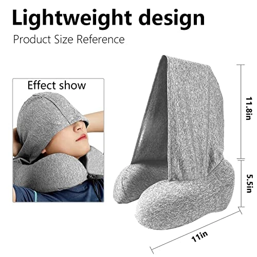 YIRFEIKRER Travel Pillow, Hooded Neck Pillow And Neck Support Pillow Made Of Memory Foam, For Sleep Rest, Airplane, Car, Family And Travel Use(Grey) 2 YIRFEIKRER Travel Pillow, Hooded Neck Pillow And Neck Support Pillow Made Of Memory Foam, For Sleep Rest, Airplane, Car, Family And Travel Use(Grey) - Image 2