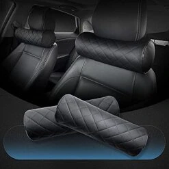 HAOTULE Car Seat Neck Pillow, Memory Rebound Headrest Cushion,Comfortable Leather Can Provide The Best Support, Suitable For Most Vehicles (Blackļ¼Pack Of 1)
