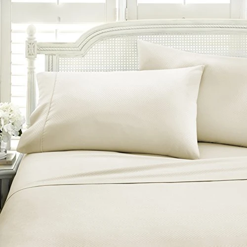 Ienjoy Home Hotel Collection Embossed Chevron 4 Piece Sheet Set, Queen, Ivory (BLL-CHEV-Queen-Ivory) 1 Ienjoy Home Hotel Collection Embossed Chevron 4 Piece Sheet Set, Queen, Ivory (BLL-CHEV-Queen-Ivory)