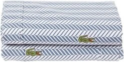 Lacoste 100% Cotton Percale Pillowcase Pair, Herringbone Print, Vintage Indigo, King -Amazon Shop 51i5m9iIeYL. AC