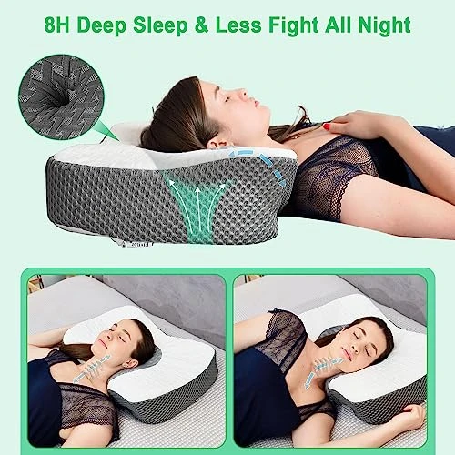 Elviros Cervical Neck Pillow, Contour Memory Foam Pillows For Pain Relief Sleeping, Adjustable Orthopedic Ergonomic Bed Pillow For Back And Stomach Sleepers (Dark Grey) 5 Elviros Cervical Neck Pillow, Contour Memory Foam Pillows For Pain Relief Sleeping, Adjustable Orthopedic Ergonomic Bed Pillow For Back And Stomach Sleepers (Dark Grey) - Image 5