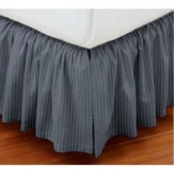 Luxurious Comfort Collection 800TC Pure Cotton Dust Ruffle Bed Skirt 12" Drop Length 100% Egyptian Cotton Grey Queen Size