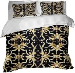 GRANKER 3 Piece Bed Set Golden Floral Pattern For All Season, Men/Women Bedroom Hotel Dormitory Guest Room53x79in(135cmX200cm) -Amazon Shop 51jSy6kEMcL. AC