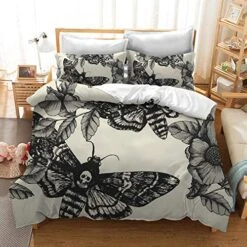 Skull Bedding 3D Digital Printing Death Skull And Flower Cream 100% Brushed Microfiber Bedding 3pc Duvet Cover Sets Queen Size