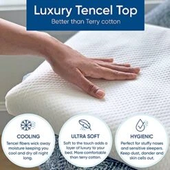 King Size Luxury Tencel Mattress Protector, 100% Waterproof, Softer Than Bamboo, Naturally Cooling & Breathable, Deep Pocket Up To 18"