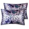 Ilk Satin Pillowcase For Hair And Skin Soft Satin Pillow Cases Standard Size Pack Of 2, Wrinkle, Fade-Resistant With Envelope Closure (20’’x26’’, Purple, Butterflies & Flower)