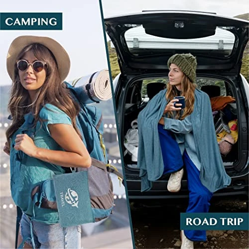 Soft Compact Travel Blanket And Pillow, Foldable Airplane Blanket In Bag, Lightweight Portable Flight Blanket Set With Luggage Strap, Camping Plane Car Home Office Gift Accessories, Teal Blue 4 Soft Compact Travel Blanket And Pillow, Foldable Airplane Blanket In Bag, Lightweight Portable Flight Blanket Set With Luggage Strap, Camping Plane Car Home Office Gift Accessories, Teal Blue - Image 4