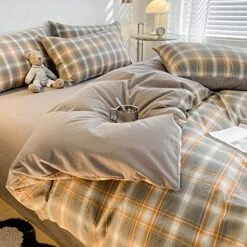 Modern Style Geometric Plaid Duvet Cover King Grey Soft 100% Washed Cotton Plaid Grid Bedding Set With 2 Pillowcases Classic Grid Plaid Gingham Duvet Cover With Zipper Closure 20 Modern Style Geometric Plaid Duvet Cover King Grey Soft 100% Washed Cotton Plaid Grid Bedding Set With 2 Pillowcases Classic Grid Plaid Gingham Duvet Cover With Zipper Closure -Amazon Shop 51lwkby4VyL