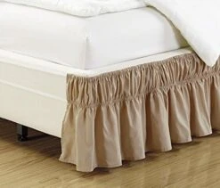 Collection Queen- King Easy Fit Bed Ruffle Wrap Around Elastic Bed Skirt With 17" Drop New Easy Install Solid Beige New -Amazon Shop 51mG2JCSC L. AC