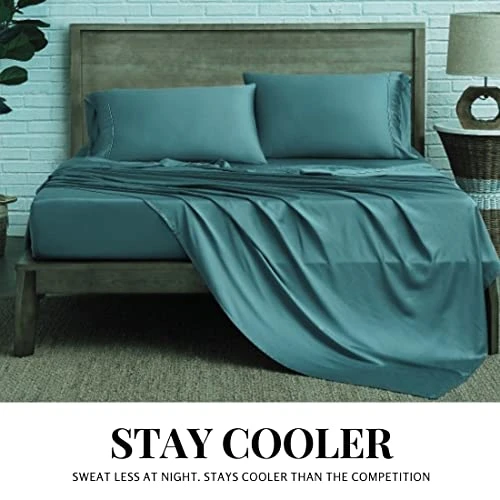Bedding Sheets & Pillowcases – 100% Bamboo Deep Pockets, Hotel Luxury Extra Soft Breathable Cooling Bed Sheets, Fade Resistant, Secure To Mattress Straps– 5 Pieces (Queen, Gray) 2 Bedding Sheets & Pillowcases – 100% Bamboo Deep Pockets, Hotel Luxury Extra Soft Breathable Cooling Bed Sheets, Fade Resistant, Secure To Mattress Straps– 5 Pieces (Queen, Gray) - Image 2