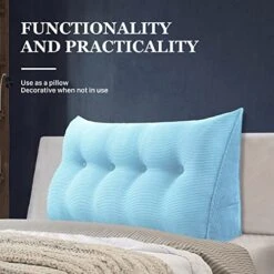 YXCSELL Headboard Wedge Pillow Triangular Bolster Pillows For Daybed Sofa Cushion Corduroy Large Support Backrest Bed Rest Reading Pillow Lumbar Positioning Upholstered (Sky Blue,Twin) -Amazon Shop 51nHZHOxaOL