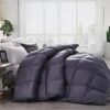 Luxurious All-Season Goose Down Feather Comforter Duvet Oversize 108 X 98 Inches, Gray, Baffle Box, 1200 Thread Count 100% Egyptian Cotton Cover, 750+ Fill Power (California King/Palatial King)