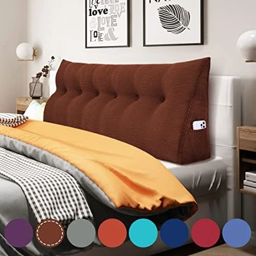 WOWMAX Large Bolster Triangular Headboard Pillow Twin Dorm Headboard Twin XL Bed Wedge Pillow For Headboard Bolster Pillow For Bed With Removable Cover, Corduroy Grey 12 WOWMAX Large Bolster Triangular Headboard Pillow Twin Dorm Headboard Twin XL Bed Wedge Pillow For Headboard Bolster Pillow For Bed With Removable Cover, Corduroy Grey - Image 12