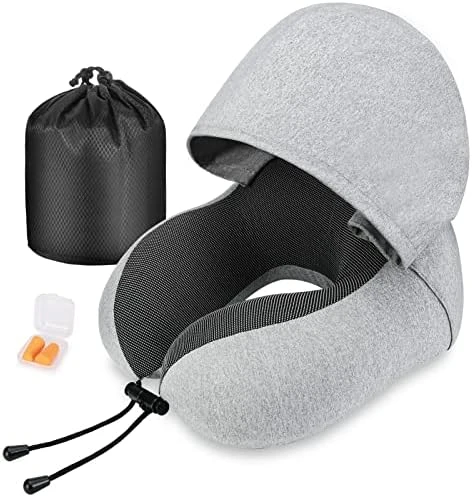 Cirorld Memory Foam Pillow For Travel With Hood, Adult Airplane Portable Pillow For Head Rest Neck Support, Office Cars Trains Long Flights Sleeping (Deep Grey) 7 Cirorld Memory Foam Pillow For Travel With Hood, Adult Airplane Portable Pillow For Head Rest Neck Support, Office Cars Trains Long Flights Sleeping (Deep Grey) - Image 7